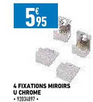 4 fixations miroirs u chrome