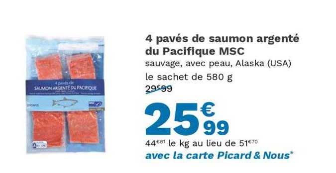 4 pavés de saumon argenté du pacifique msc