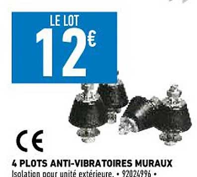 4 plots anti-vibratoires muraux