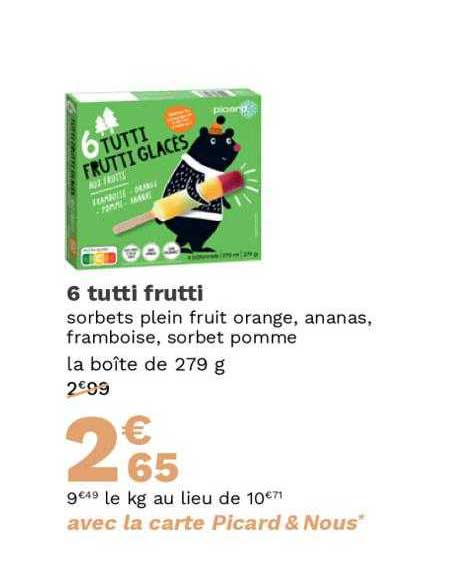 6 tutti frutti