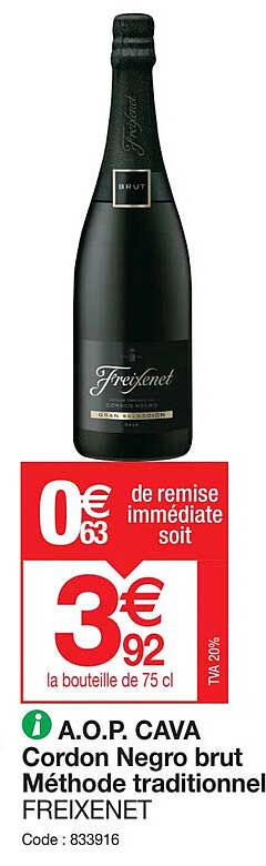a.o.p. cava cordon negro brut méthode traditionnel freixenet
