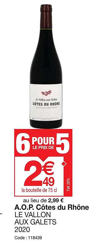 a.o.p. côtes du rhône le vallon aux galets 2020