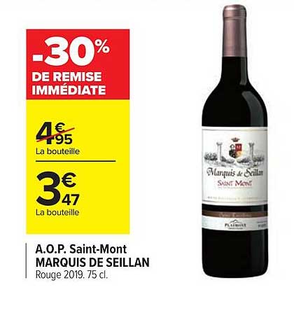 a.o.p. saint-mont marquis de seillan -30% de remise immédiate
