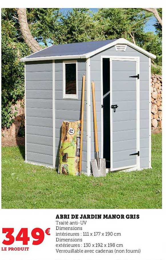 abri de jardin manor gris