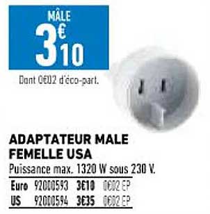 adaptateur mâle femelle usa