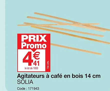 agitateurs à café en bois 14 cm solia