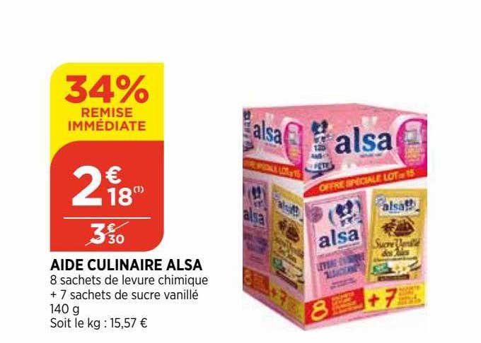 aide culinaire alsa 34% remise immédiate