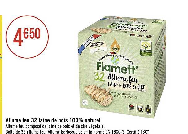 allume feu 32 laine de bois 100% naturel