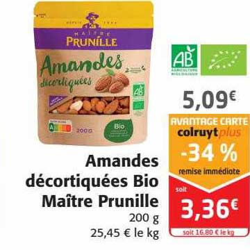 amandes décortiquées bio maître prunille