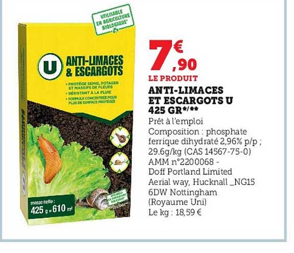 anti-limaces et escargots u 425 gr