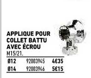 applique pour collet battu avec écrou