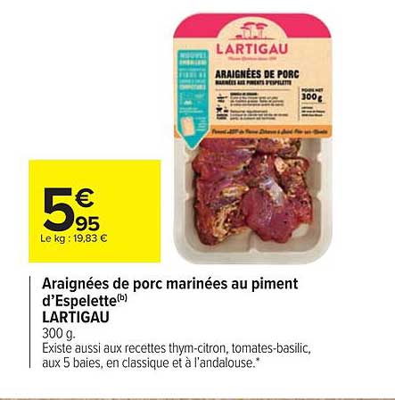araignées de porc marinées au piment d'espelette lartigau