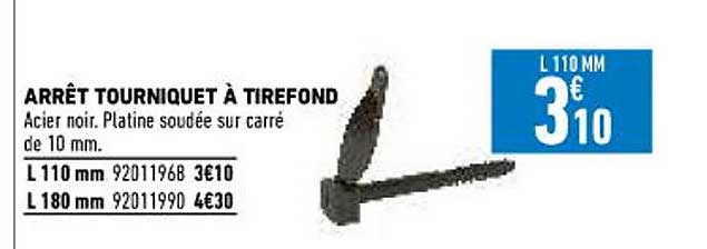 arrêt tourniquet à tirefond