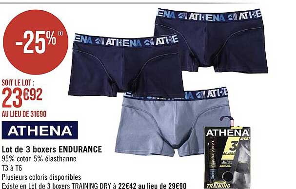 Athena Lot De 3 Boxers Endurance
