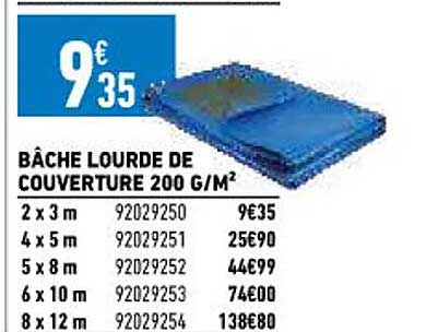 bâche lourde de couverture 200 g-m²