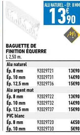 baguette de finition équerre