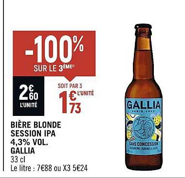 bière blonde session ipa 4.3% vol gallia