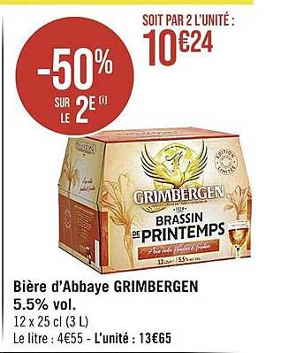 Bière D'abbaye Grimbergen -50% Sur Le 2e
