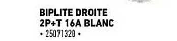 biplite droite 2p+t 16A blanc