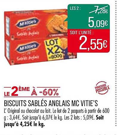 biscuits sablés anglais mc vitie's