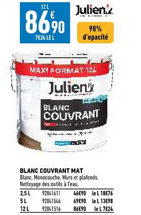blanc couvrant mat julien