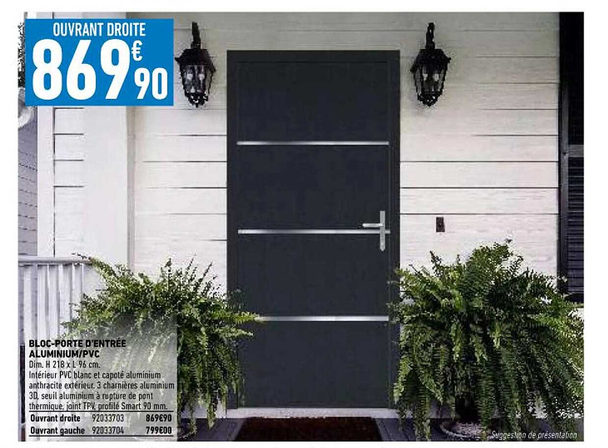 bloc-porte d'entrée aluminium-pvc