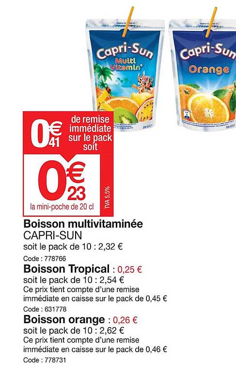 Boisson Multivitaminée Capri-sun Boisson Tropical Boisson Orange