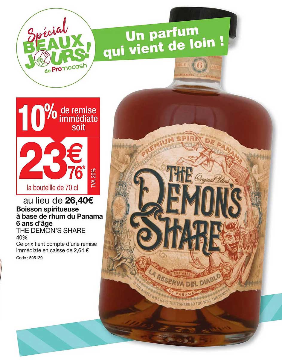 boisson spiritueuse à base de rhum du panama 6 ans d'âge the demon's share  10% de remise immédiate