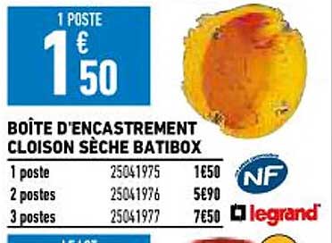 boîte d'encastrement cloison sèche batibox legrand