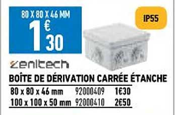 boîte de dérivation carrée étanche zenitech