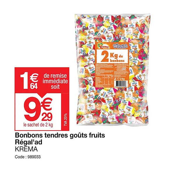 bonbons tendres goûts fruits régal'ad krema