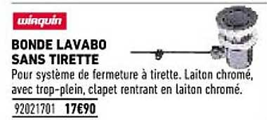 bonde lavabo sans tirette wirquin