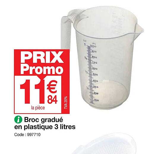 broc gradué en plastique 3 litres