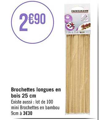 brochettes longues en bois 25cm