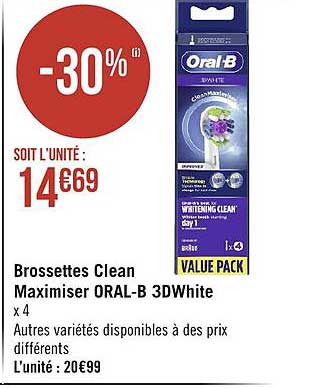 brossettes clean maximier oral-b 3d white