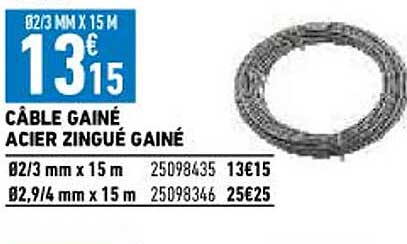 câble gainé acier zingué gainé