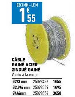 câble gainé acier zingué gainé