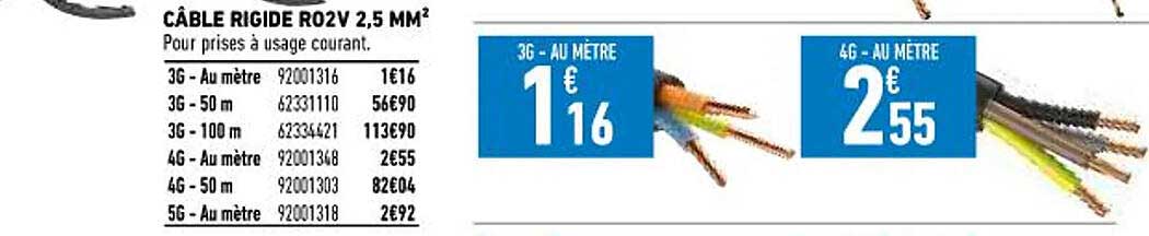 câble rigide r02v 2,5 mm²