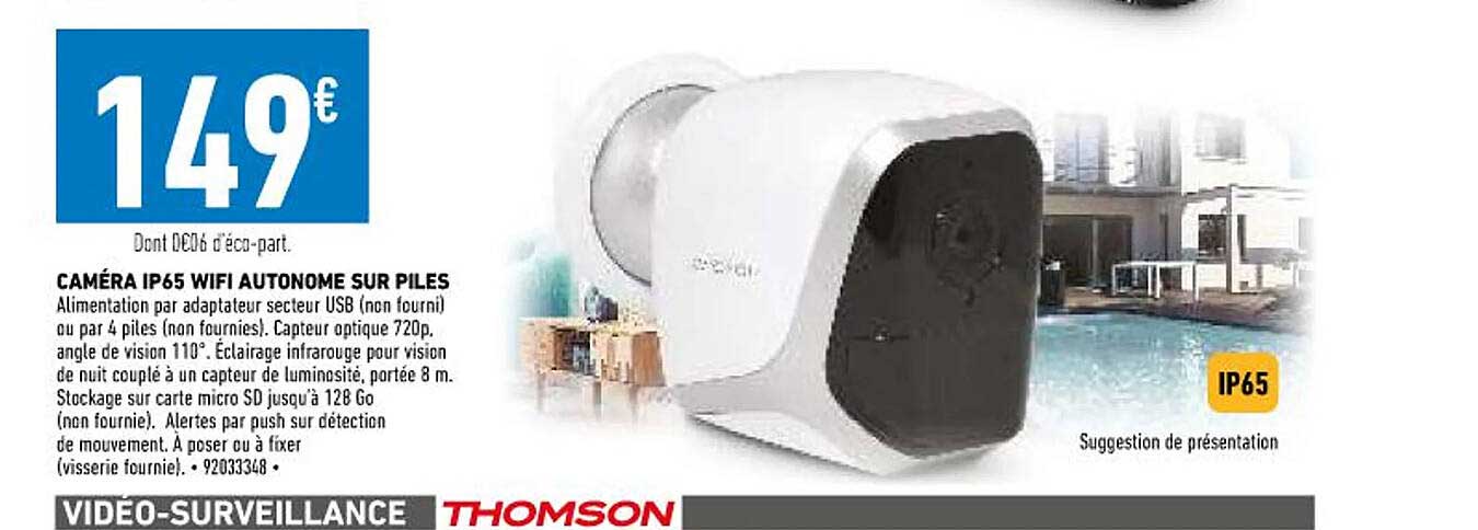 caméra ip65 wifi autonome sur piles thomson