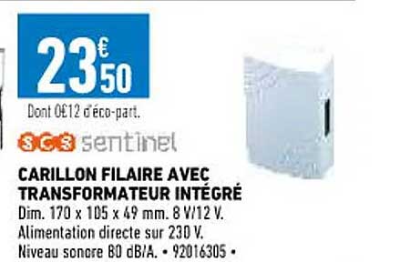 carillon filaire avec transformateur intégré scs sentinel
