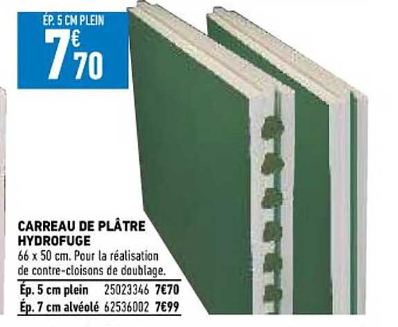 carreau de plâtre hydrofuge