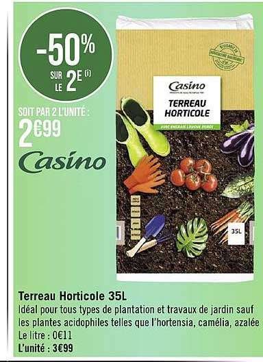 Casino Terreau Horticole 35l -50% Sur Le 2e