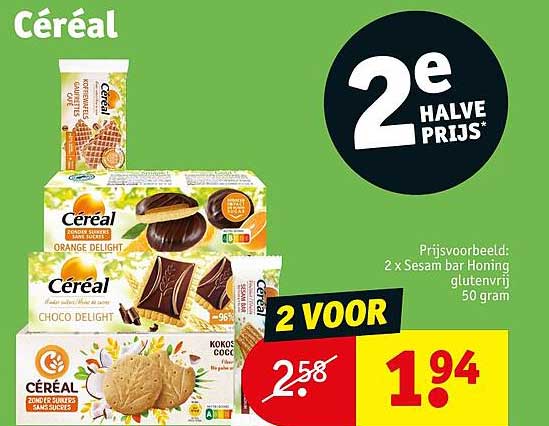 céréal 2 x sesam bar honing glutenvrij