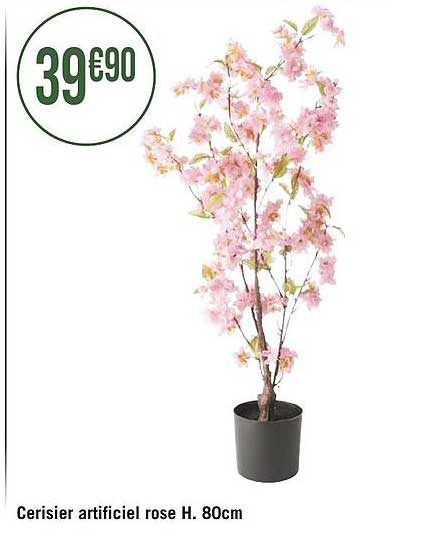 cerisier artificiel rose h. 80cm