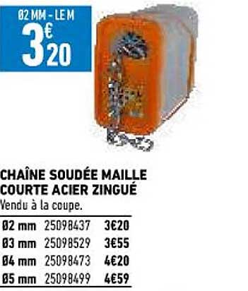 chaîne soudée maille courte acier zingué
