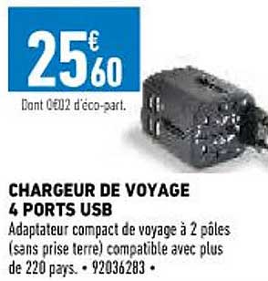 chargeur de voyage 4 ports usb