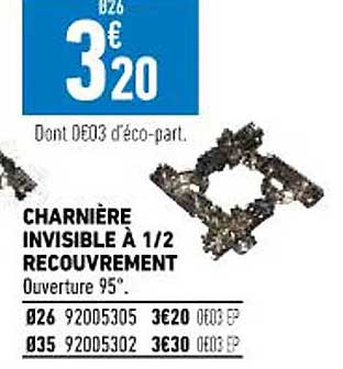 charnière invisible à 1-2 recouvrement