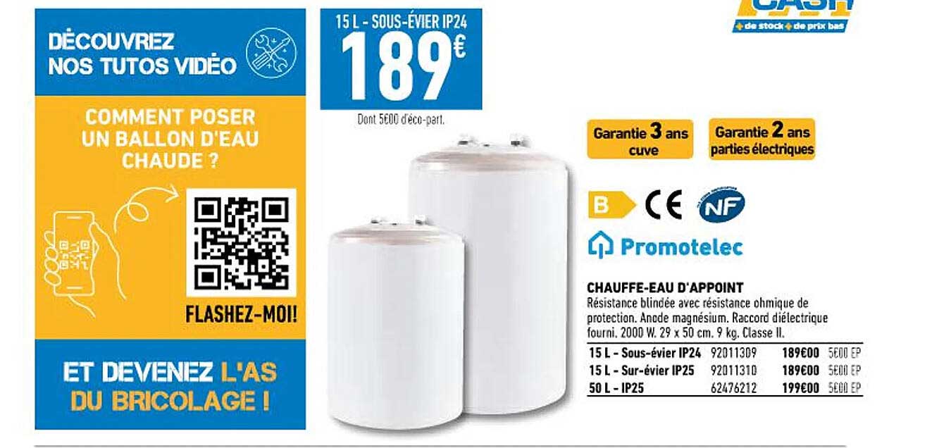 chauffe-eau d'appoint promotelec