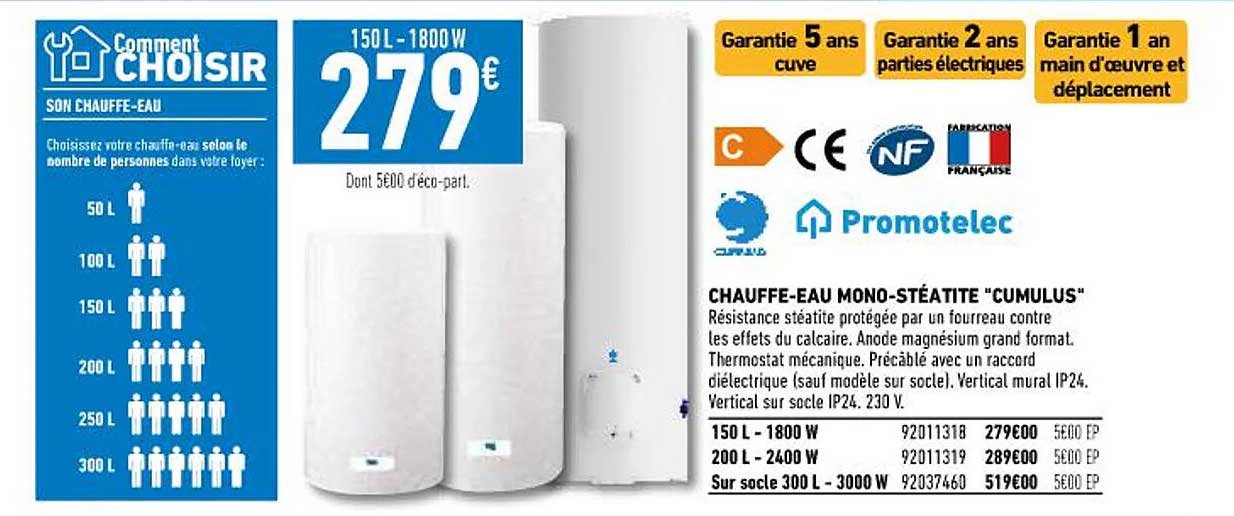 chauffe-eau mono-stéatite "cumulus"