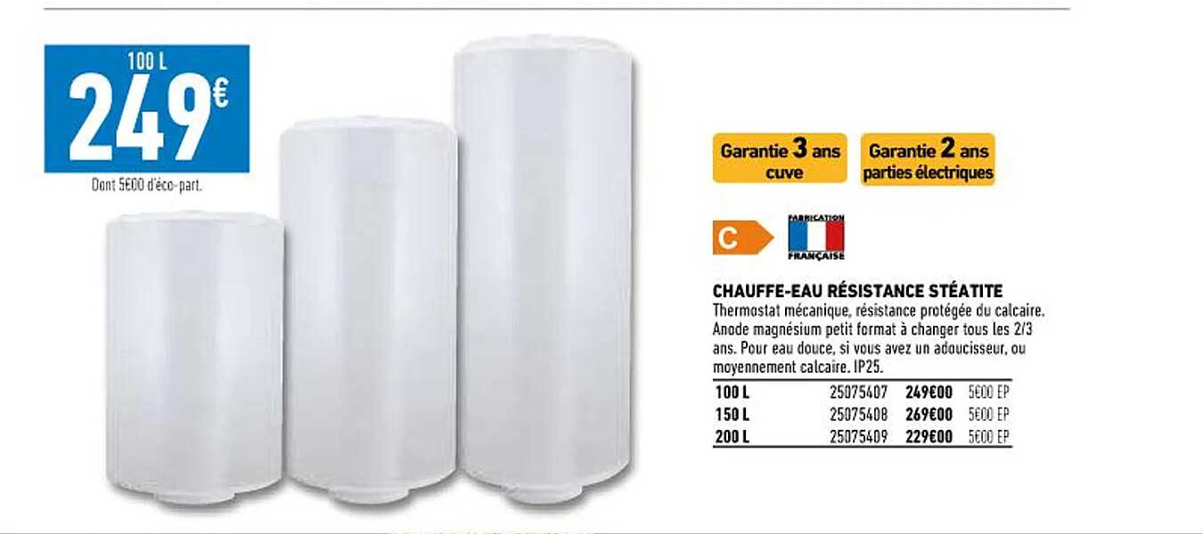 chauffe-eau résistance stéatite